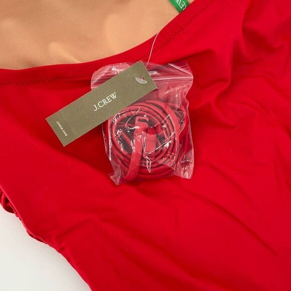 J. Crew Venetian Red BC115 Gemma Ruched Bandeau One Piece Swimsuit Size 20 NWT - Picture 4 of 6